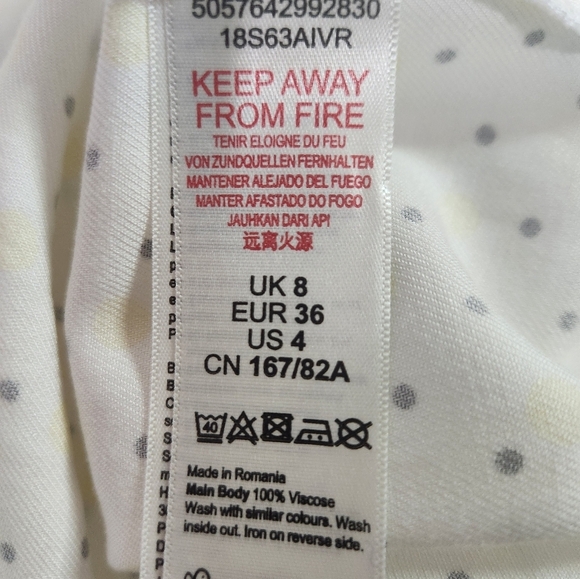 Elegant 100% VISCOSE White Polka Dot Dress,, Size 4 - Picture 10 of 10